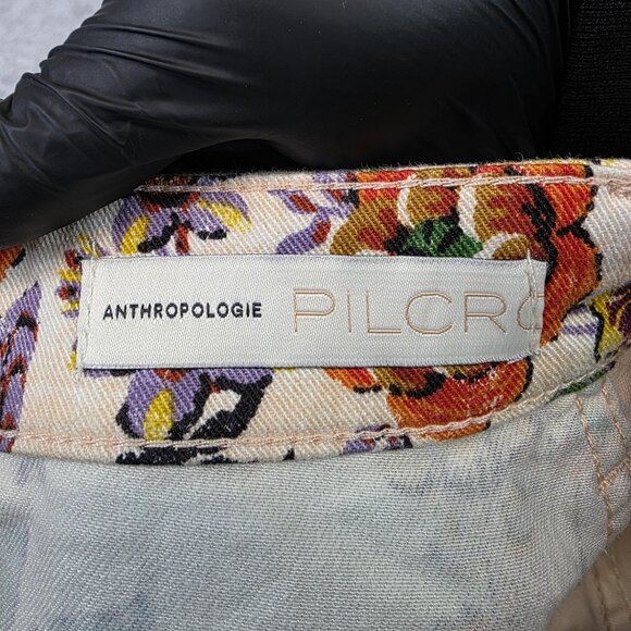 Pilcro High-Rise Cigarette Jeans Womens 27 Floral Print Skinny Stretch Denim - Picture 3 of 13